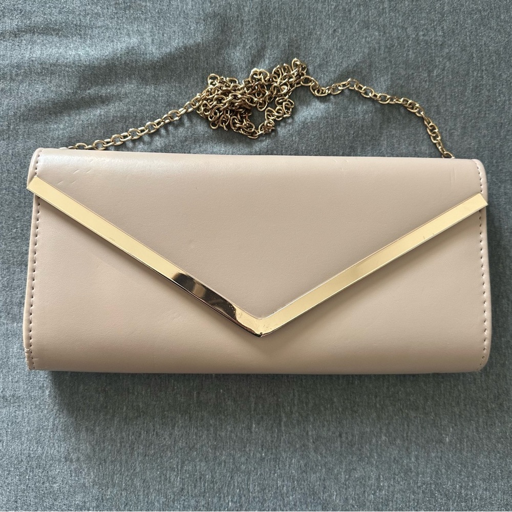 Aldo Taupe Clutch with Gold Chain